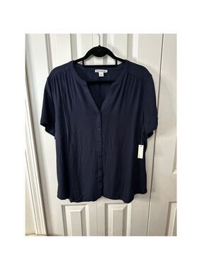 Amazon Essentials Navy Short Sleeve Button Down Shirt L